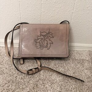 Patricia Nash Lanza Crossbody Light Gray Studded Distressed Glaze
Leather